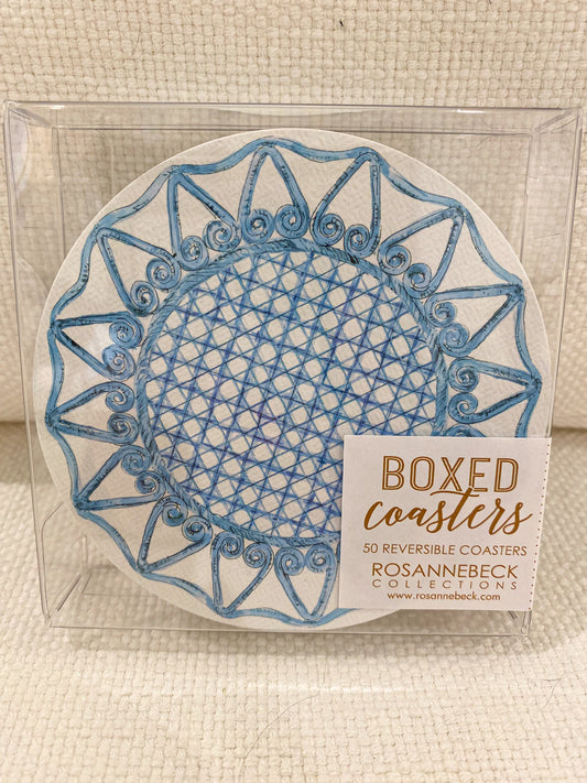 Rosanne Beck coaster set 50 reversible blue