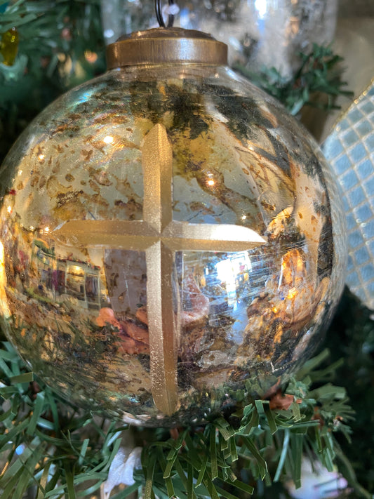 Cruix Glass Ball Ornament Burnt Silver/Gold