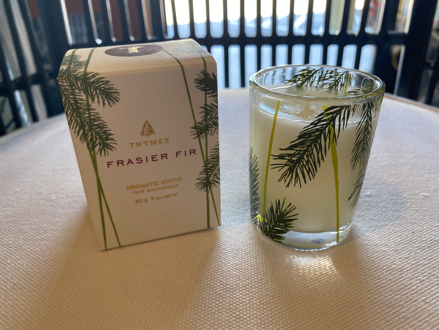 Frasier Fir Votive Candle Pine Needle Design