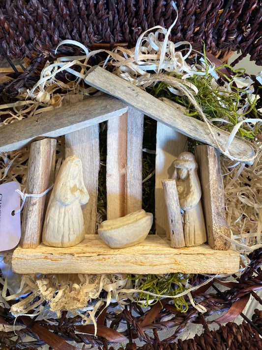 Driftwood nativity ornament