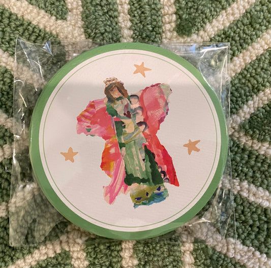 Handpainted Coaster Angel/Gingham