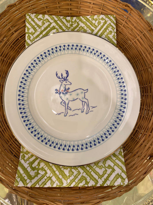 Festive Reindeer Chinoiserie dessert plate