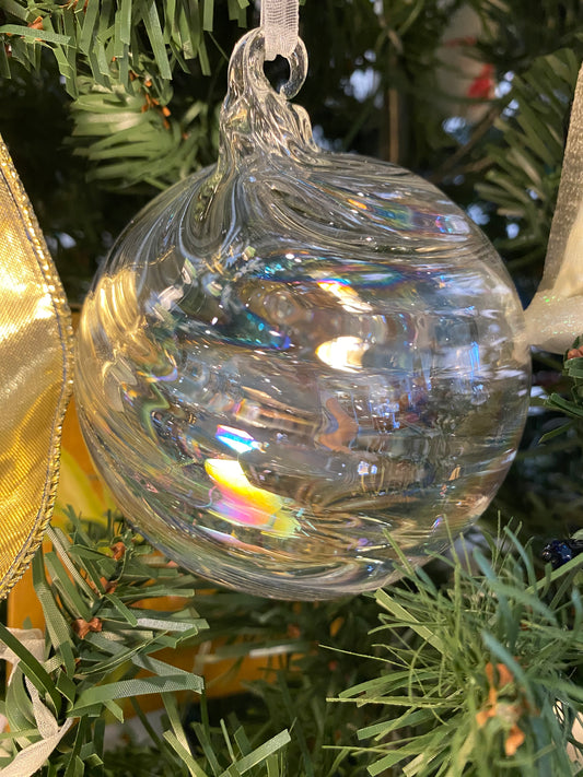 Iridescent Swirl Glass Ball Ornament