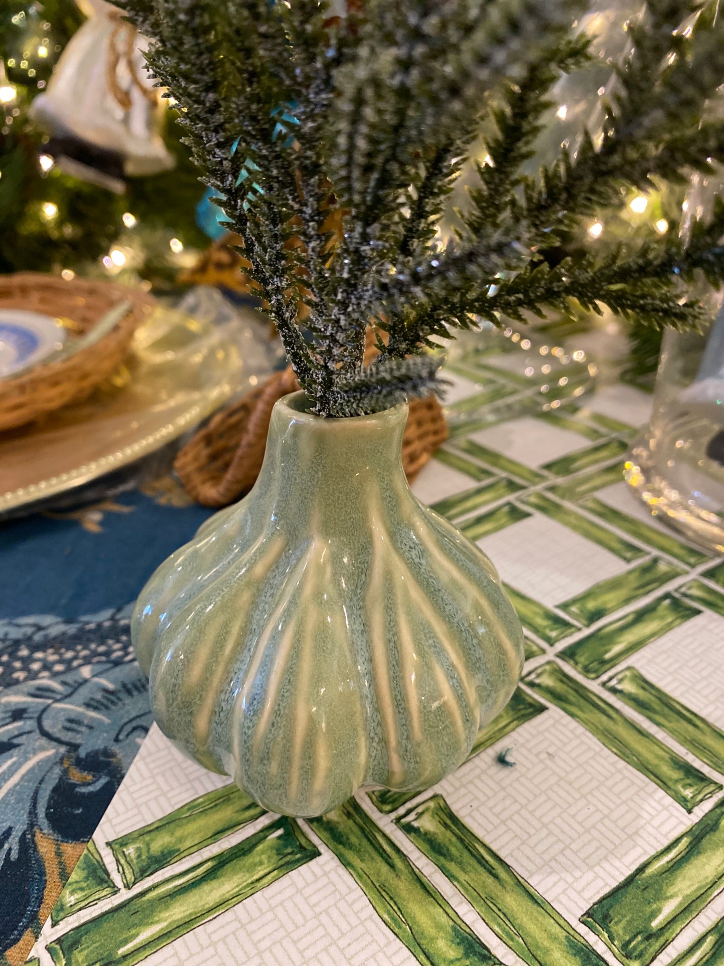 Albury Bud Vases - Green/Cream