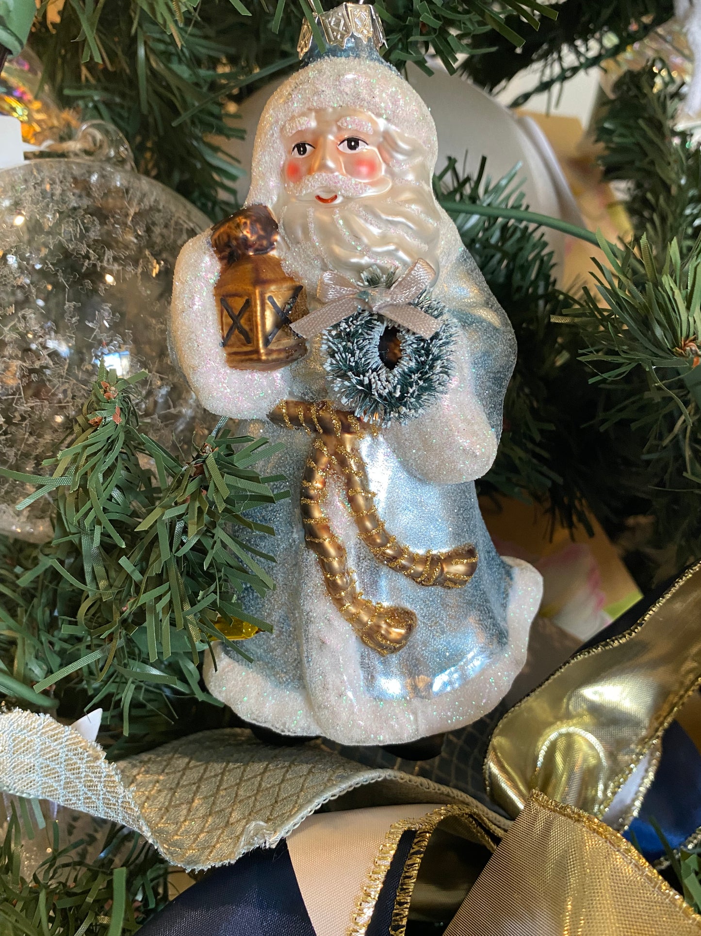 Father Christmas Glass Ornament