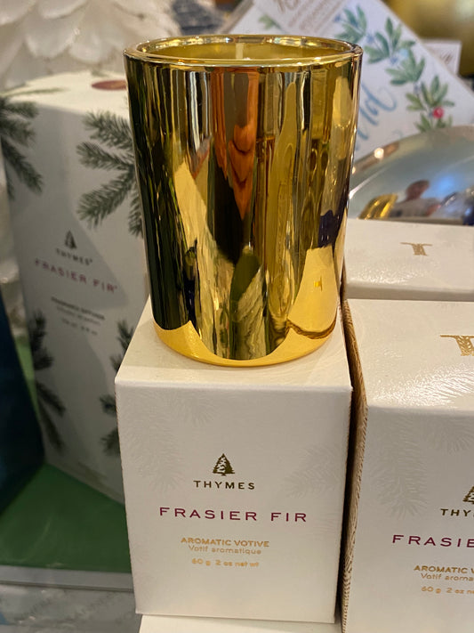 Frasier Fir Gilded Votive Candle Gold