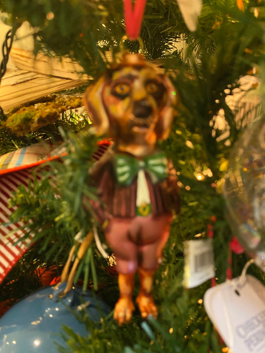 Dressed dog ornament