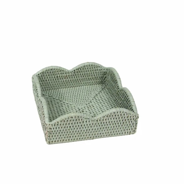 Green Rattan Scallop Towel Holders