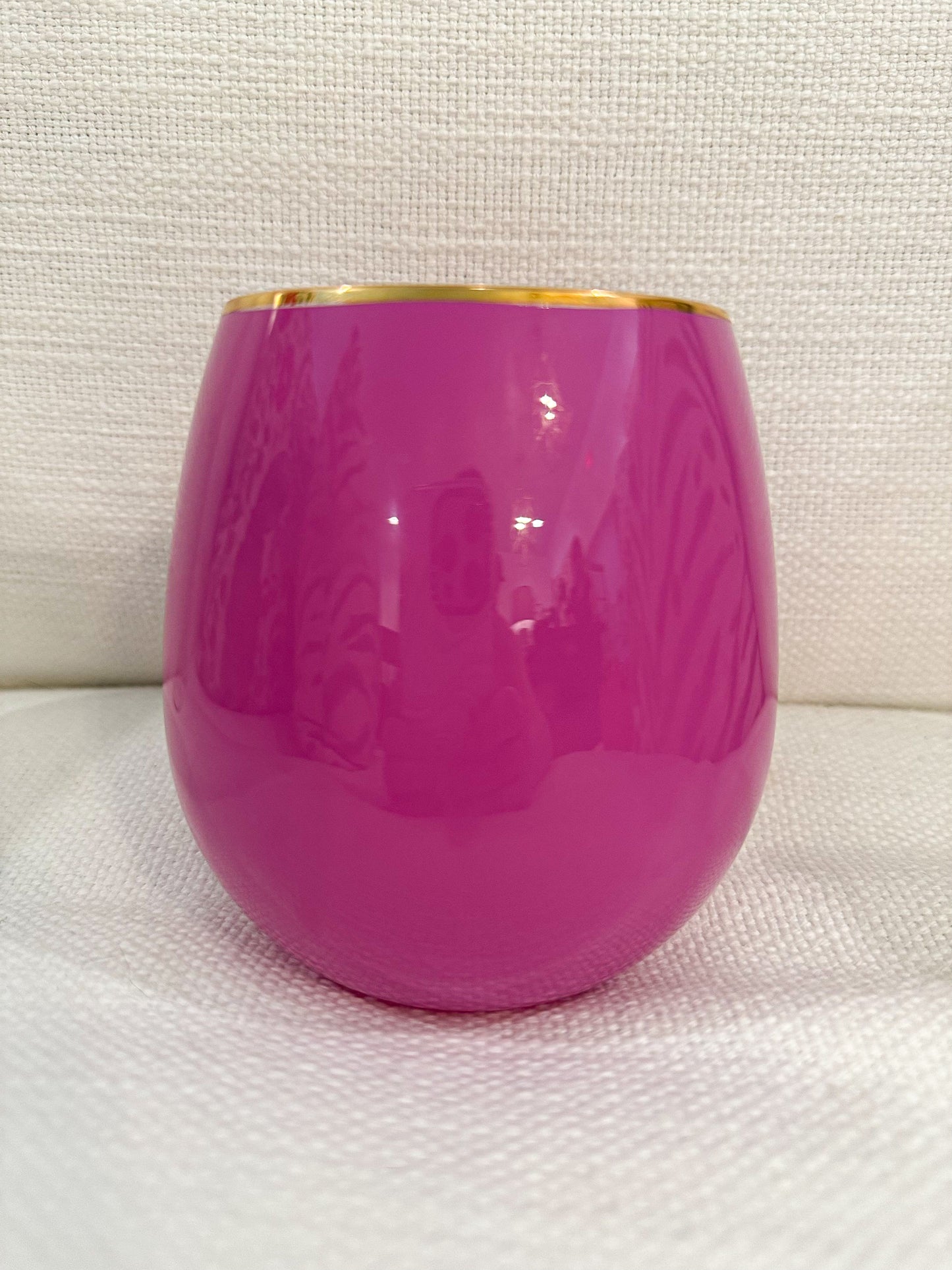 Rainbow stemless wine glass