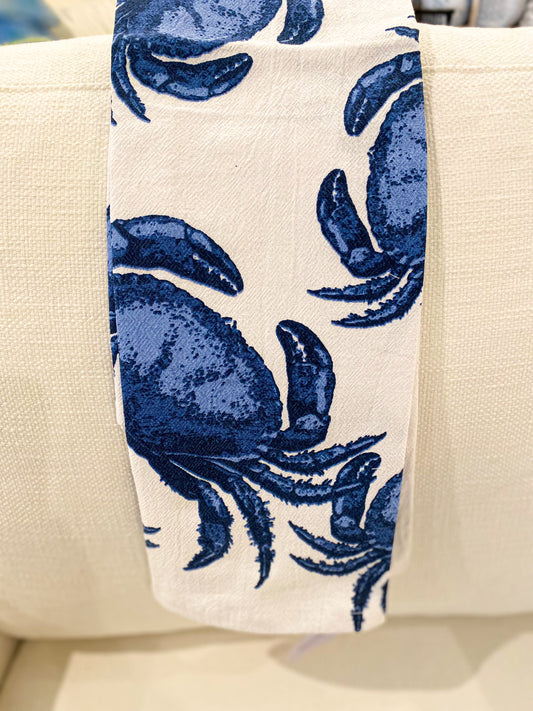 Crab Hand Towel Blue/White